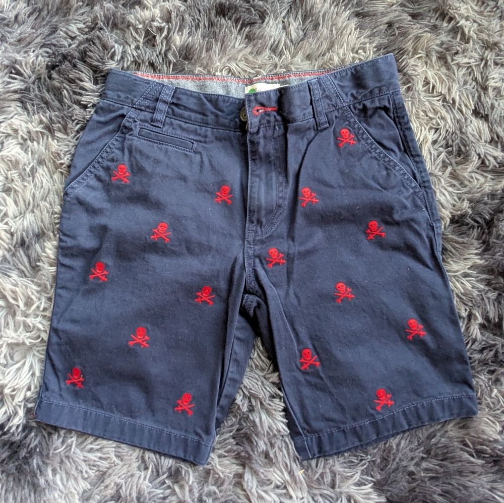 Big boys Navy Skull Embroidered Shorts